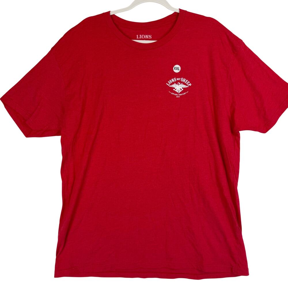 NWT Lions Not Sheep Men 2XL Red Short Sleeve Graphic T-Shirt Apparel Company Tee